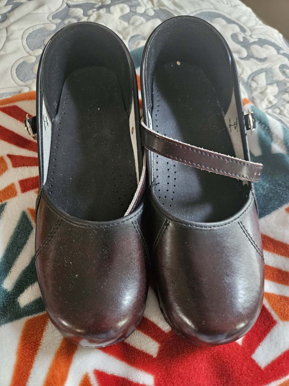 BJORK Women's Mary Jane Clog in Dark Brown Leather-Look